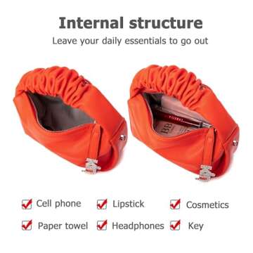 KingTo Small Shoulder Handbag for Women, Soft Designer Cloud Pouch Bag Lightweight Crossbody Clutch Purse