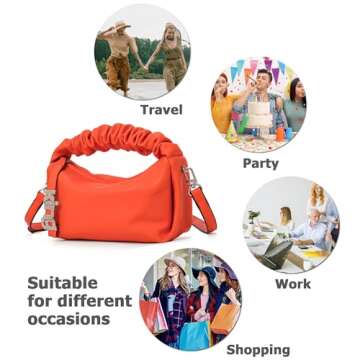 KingTo Small Shoulder Handbag for Women, Soft Designer Cloud Pouch Bag Lightweight Crossbody Clutch Purse