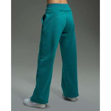 Kamo Fitness CozyTec Wide Leg Pants Woman with Pockets Loose Casual Lounge Sweatpants Women Travel Pant (Tropical Teal, M)