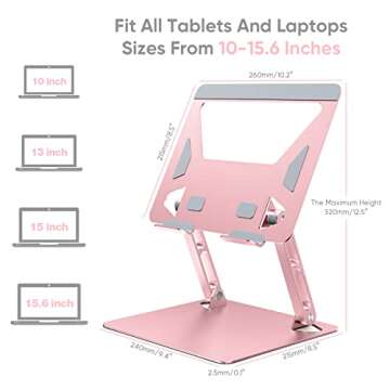 KovoTech Adjustable Laptop Stand for Desk, Computer Raiser Platform Adjustable (Rose Gold) Gift for her