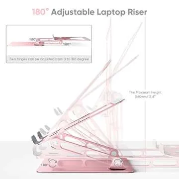 KovoTech Adjustable Laptop Stand for Desk, Computer Raiser Platform Adjustable (Rose Gold) Gift for her