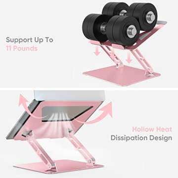 KovoTech Adjustable Laptop Stand for Desk, Computer Raiser Platform Adjustable (Rose Gold) Gift for her