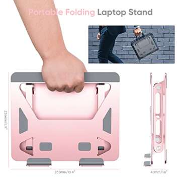 KovoTech Adjustable Laptop Stand for Desk, Computer Raiser Platform Adjustable (Rose Gold) Gift for her