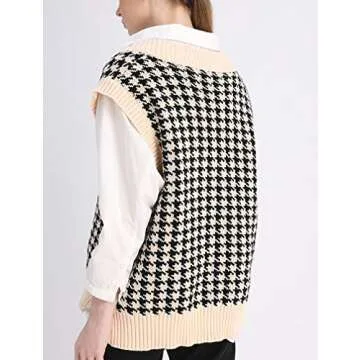 Stylish Oversized Houndstooth Vest - Modern Comfort
