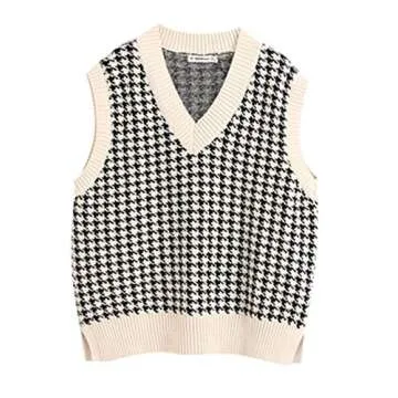 Stylish Oversized Houndstooth Vest - Modern Comfort