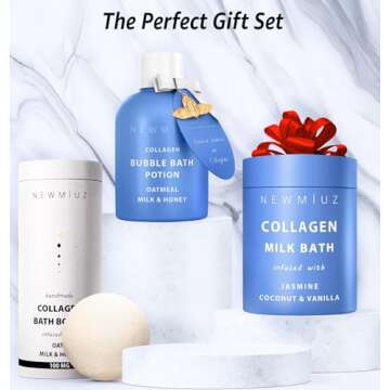 Collagen Bubble Bath - Long Lasting Bubbles Luxury Foaming Bath - Oatmeal Milk Honey - Moisturizing Relaxing Stress Relief Calming Self Care Spa Gift for Women Birthday Gifts Christmas