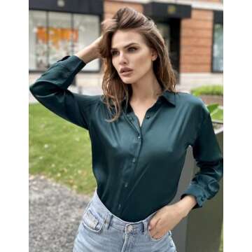 Chigant Women's Satin Silk Blouse - Elegant Casual Wear