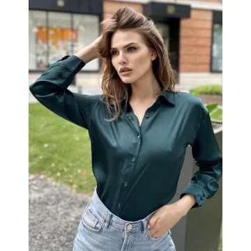 Chigant Women's Satin Silk Blouse - Elegant Casual Wear
