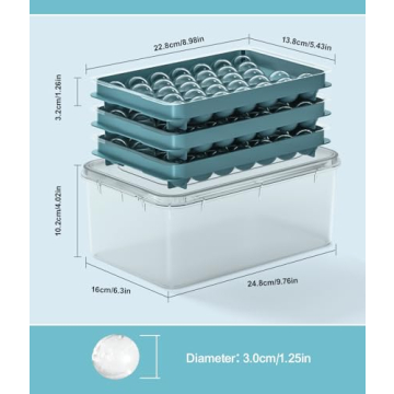 3 Pack Ice Cube Trays with Lid - BPA Free Ice Ball Maker