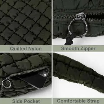 Juoxeepy Quilted Tote Bag Large Quilted Carryall Puffer Shoulder Bag Lightweight Quilted Padding Hobo Bag Quilted Bag