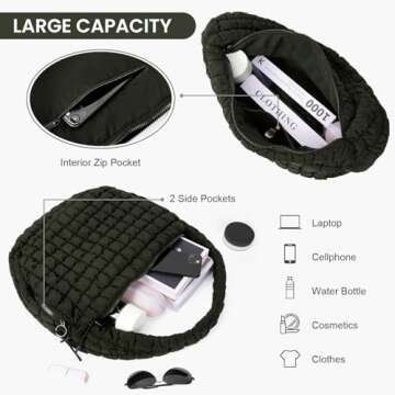 Juoxeepy Quilted Tote Bag Large Quilted Carryall Puffer Shoulder Bag Lightweight Quilted Padding Hobo Bag Quilted Bag