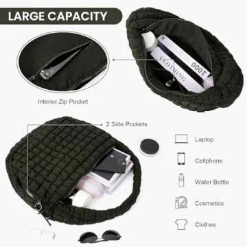 Juoxeepy Quilted Tote Bag Large Quilted Carryall Puffer Shoulder Bag Lightweight Quilted Padding Hobo Bag Quilted Bag