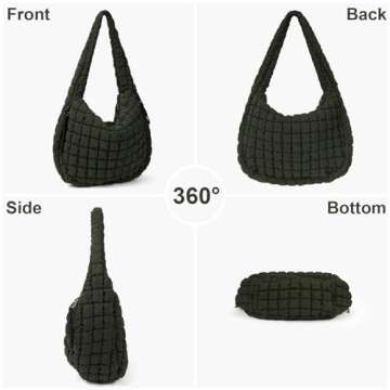 Juoxeepy Quilted Tote Bag Large Quilted Carryall Puffer Shoulder Bag Lightweight Quilted Padding Hobo Bag Quilted Bag