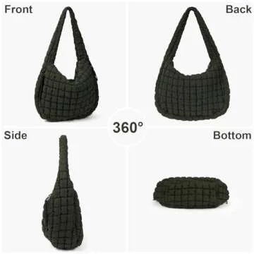 Juoxeepy Quilted Tote Bag Large Quilted Carryall Puffer Shoulder Bag Lightweight Quilted Padding Hobo Bag Quilted Bag