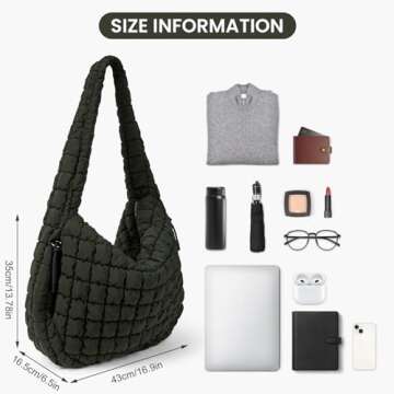 Juoxeepy Quilted Tote Bag Large Quilted Carryall Puffer Shoulder Bag Lightweight Quilted Padding Hobo Bag Quilted Bag
