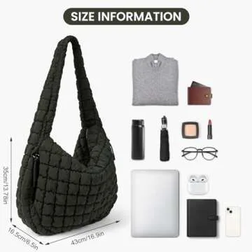 Juoxeepy Quilted Tote Bag Large Quilted Carryall Puffer Shoulder Bag Lightweight Quilted Padding Hobo Bag Quilted Bag