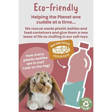 Living Nature Brown Dutch Lop Eared Rabbit Stuffed Animal | Fluffy Rabbit Animal | Soft Toy for Kids | 10 inches