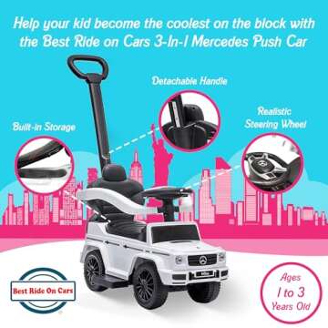 Best Ride On Cars Kids Outdoor Stroller Mercedes G-Wagon for Toddlers 1 to 3 Years Old with Music, H...