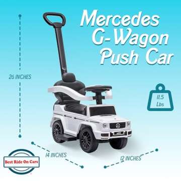 Best Ride On Cars Kids Outdoor Stroller Mercedes G-Wagon for Toddlers 1 to 3 Years Old with Music, Horn Sounds, and Handle, White