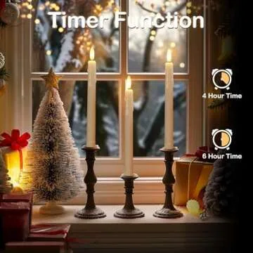 Tasodin 6 PCS Flameless Taper Candles with Remote Timer, 7.9" Ivory Battery Operated Taper Candles with 3D Flickering Flame, Plastic Drip Wax Shape LED Candlesticks for Wedding Christmas Decoration