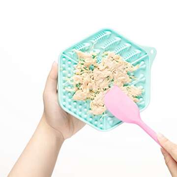 Lick Mat for Dogs and Cats, 2-Pack (Pink & Green Hexagonal), Anxiety Relief and Boredom Reducer with Suction Cups, Perfect for Bathing and Grooming