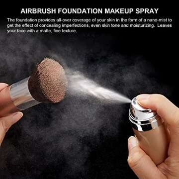 Airbrush Foundation Makeup Spray, Long Lasting Waterproof Full Coverage Foundation for Brighten, Con...