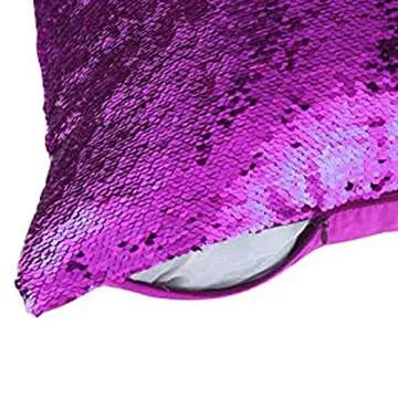 MOCOFO 4 Pack Glitter Sequins Pillow 16X16'' Decorative Pillow Cover Sequin Pillowcase Magic for Party Sofa Couch Car (2 Gradual Black+2 Matte Blue Purple)