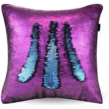 MOCOFO 4 Pack Glitter Sequins Pillow 16X16'' Decorative Pillow Cover Sequin Pillowcase Magic for Party Sofa Couch Car (2 Gradual Black+2 Matte Blue Purple)