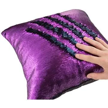 MOCOFO 4 Pack Glitter Sequins Pillow 16X16'' Decorative Pillow Cover Sequin Pillowcase Magic for Party Sofa Couch Car (2 Gradual Black+2 Matte Blue Purple)