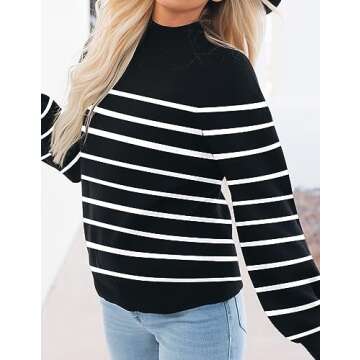 ZESICA Women's Stylish Turtleneck Lantern Sleeve Sweater