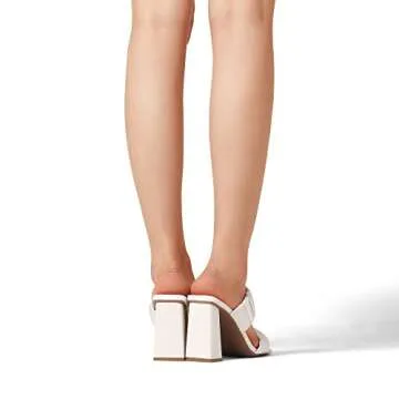 DREAM PAIRS White High Chunky Block Heels for Women