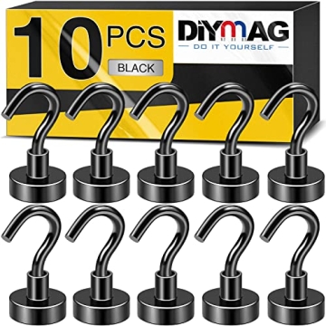 DIYMAG Magnetic Hooks for Refrigerator, Extra Strong Cruise Hook, Heavy Duty Earth Magnets with Hook...