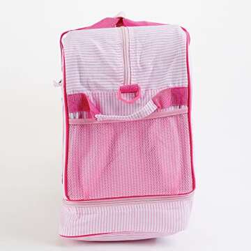 Lillian Vernon Personalized Duffel Bag for Kids - Pink Ballet, 100% Cotton Fabric, 19 x 9 x 13 inches