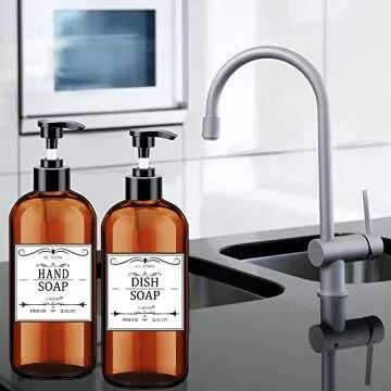 Elegant Soap Dispenser Set with Waterproof Labels - 2 Pack