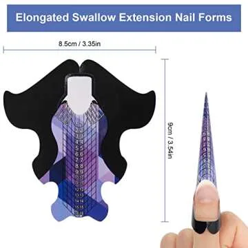 AHIER Nail Forms, 100PCS Acrylic Elongated Swallow Self Adhesive Gel Nail Extension Nail Forms for DIY Tool UV Gel Forms Guide Stickers
