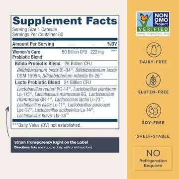 Renew Life Women's Probiotic Capsules, 50 Billion CFU Guaranteed, Supports pH Balance, Vaginal, Urin...