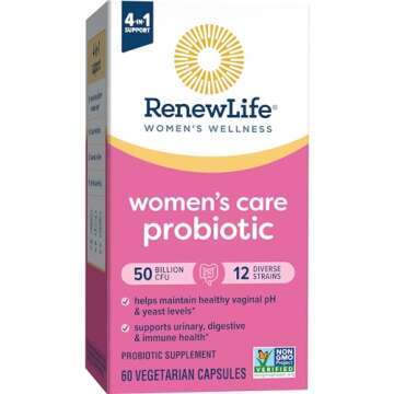 Renew Life Women's Probiotic Capsules, 50 Billion CFU Guaranteed, Supports pH Balance, Vaginal, Urinary, Digestive and Immune Health(2), L. Rhamnosus GG, Dairy, Soy and Gluten-Free, 60 Count
