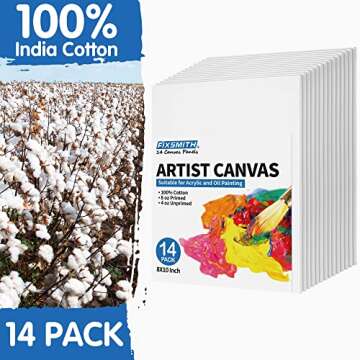 FIXSMITH Canvas Boards for Painting 12x16 Inch, Super Value 14 Pack Paint Canvases, White Blank Canv...