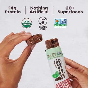 Perfect Bar, Chocolate Mint Protein Bar, High Protein, Organic, Gluten Free, Soy Free, Non GMO, No S...