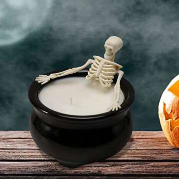 ZISDHNEO Skeleton Candles Decorations Halloween Home Decor, Vintage Farmhouse Gothic Home Decor Refi...
