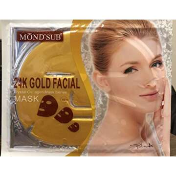 24 Collagen Gold Mask - Majestic Gold Face Sheet 10 Masks- Facial Gold Beauty Mask for Women - Korean Peel Off Moisturizing Mask