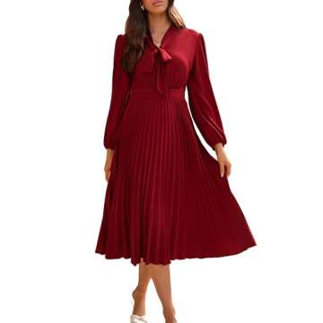 GRACE KARIN Elegant A Line Flowy Dress for Women Wedding Guest Semi Formal Dresses Wine Red