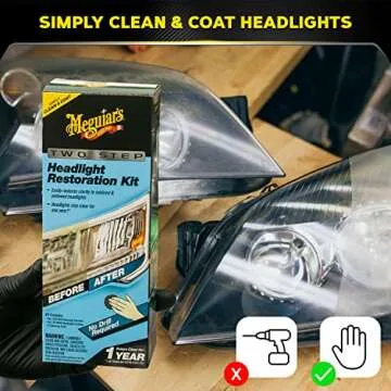 Meguiar's Two Step Headlight Restoration Kit, Headlight Cleaner Restores Clear Car Plastic and Prote...