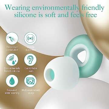 BantboxBie Ear Plugs for Sleeping Noise Cancelling – Super Soft, Light Reusable Hearing Protection in Flexible Silicone Concerts,Work,Study, 28dB Reduction - 6 Tips S/M/L –Washable Green