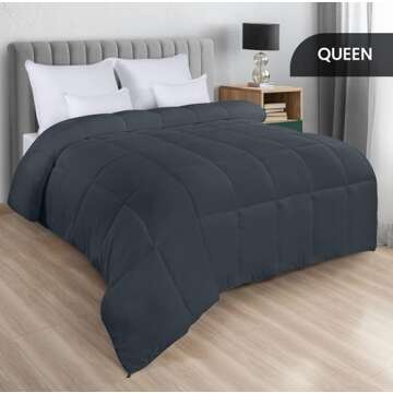 Utopia Bedding Comforters Queen Size, All Season Duvet Insert, Down Alternative Box Stitched Bed Com...