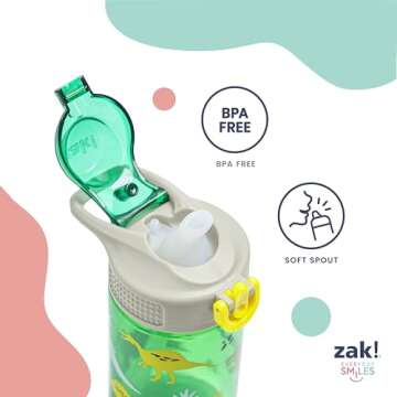 Zak Designs Sanrio Sage Kids Water Bottle For School or Travel, 14oz Stainless Steel Water Bottle With Straw, Handle, and Leak-Proof, Pop-Up Spout Cover (Hello Kitty)