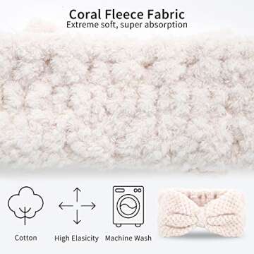 DOOBO 3 Pack Spa Headbands Microfiber Bowtie Headbands for Women for Washing Face, White, Gray, Pink