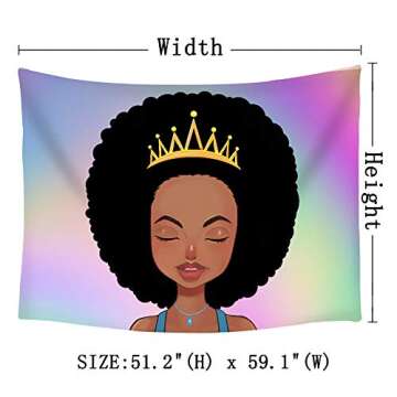 Hexagram Black Girl Tapestry - African American Wall Hanging