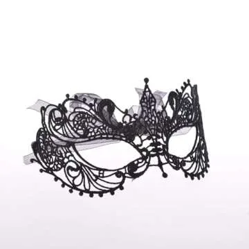 Liatunou Women Masquerade Mask, Classic Lace Eye Mask, Soft Gentle Material for Ball Party/Halloween Costume Accessories/Mardi Gras (Black)