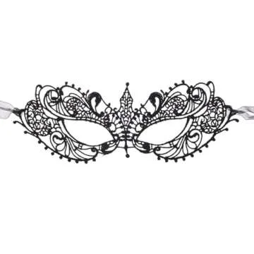 Liatunou Women Masquerade Mask, Classic Lace Eye Mask, Soft Gentle Material for Ball Party/Halloween Costume Accessories/Mardi Gras (Black)